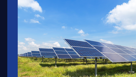 Painéis solares em um campo
